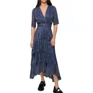 Maje Ruffini Crepe Midi Dress - Size 38